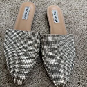 Steve Madden Silver Rhinestone Mules